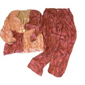Acrobat Womens Viscose Printed Two-Piece Outfit M Made In India Red & Pink